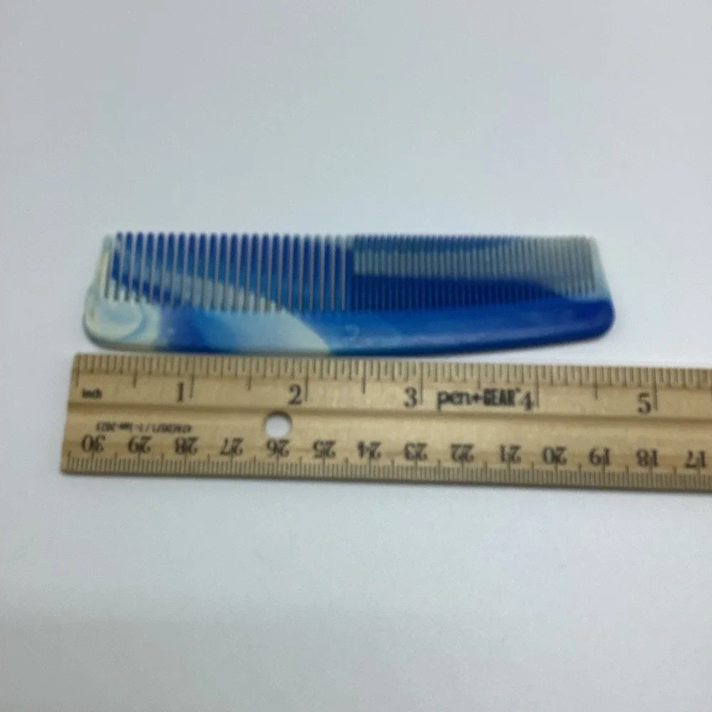 Vintage Blue White Marbled Comb 5